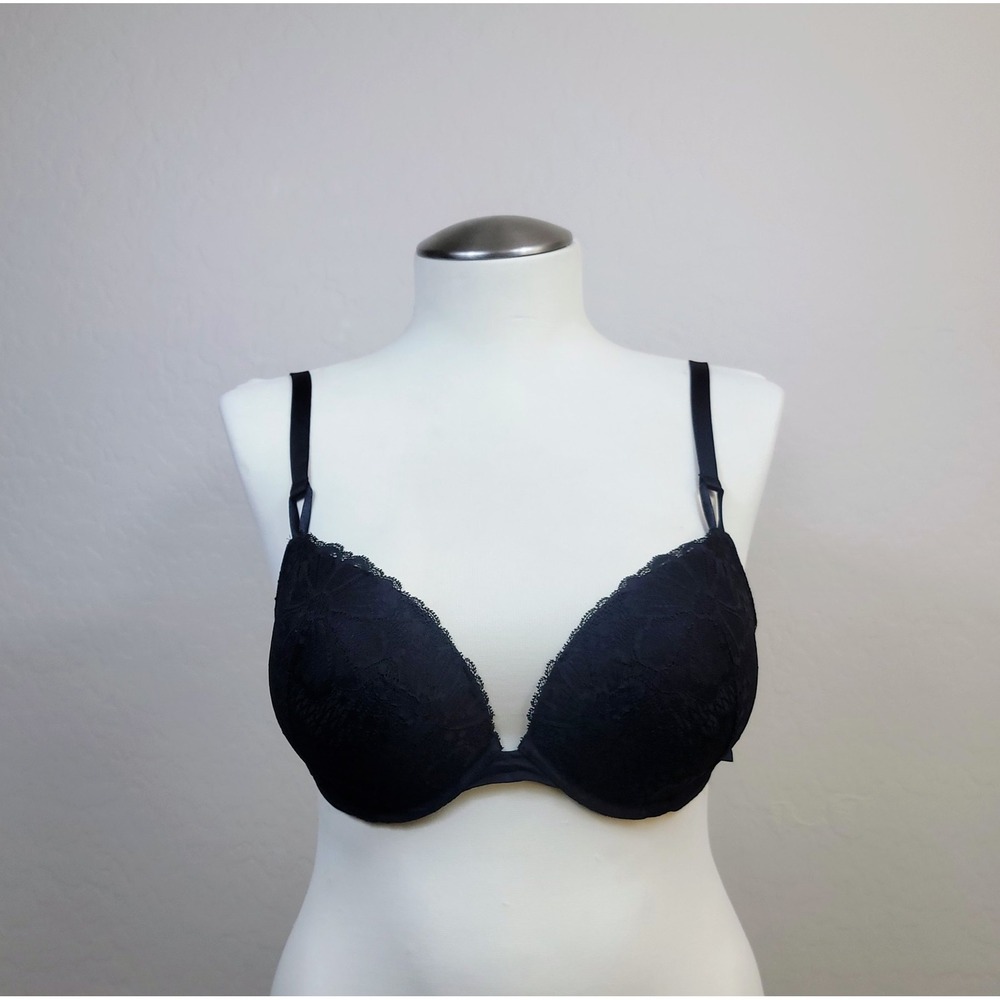 Victoria's Secret Push-Up Bra Women 34DDD Black Lace Convertible Straps